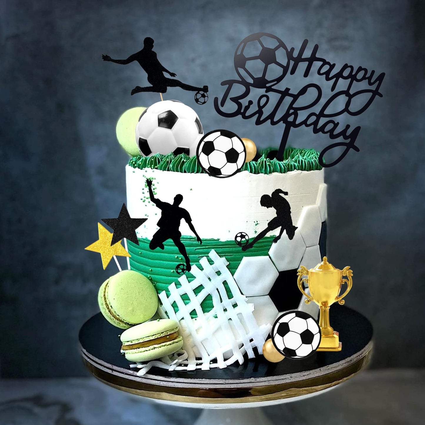 BANBALLON 28 PCS Soccer Cake Topper Set – Football Theme Party Decorations