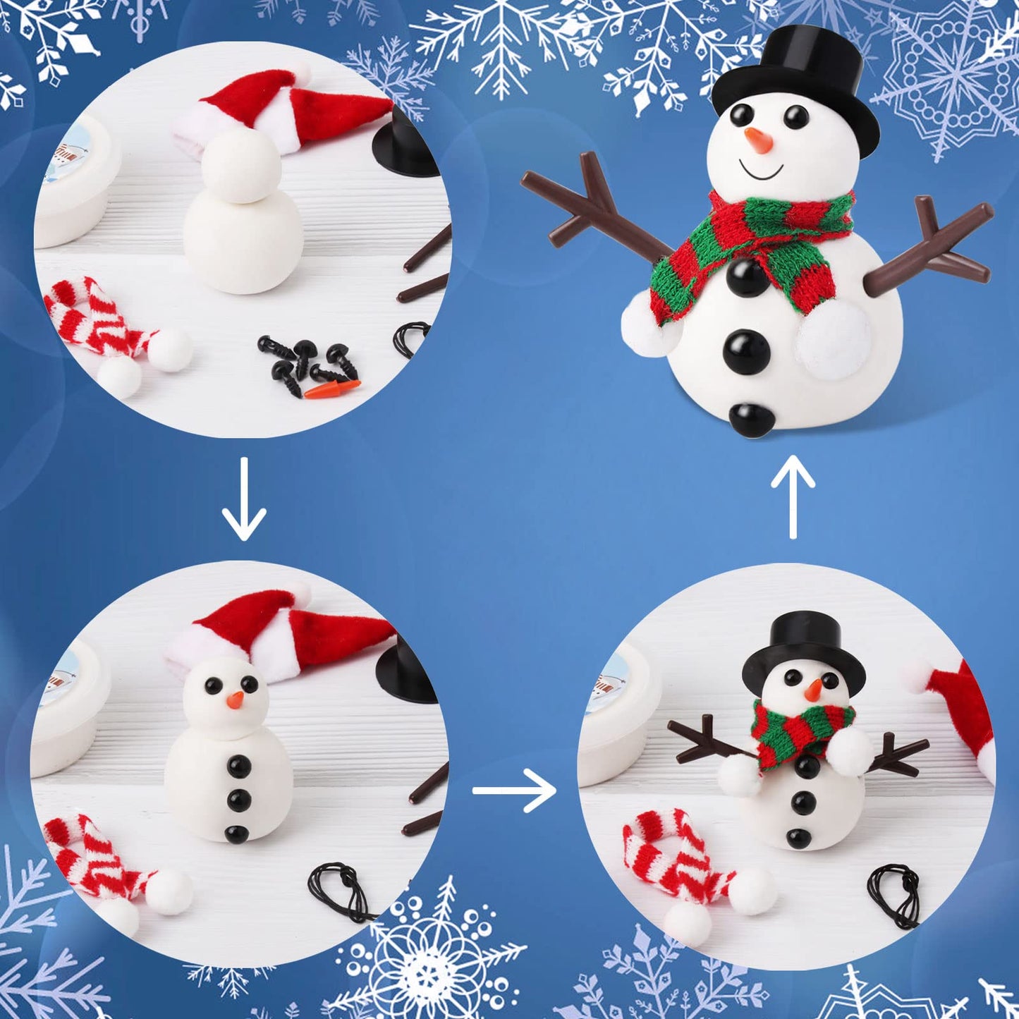 BANBBUR 9-Pack Build a Snowman Kit – Kids Snowman Craft DIY Christmas Gift