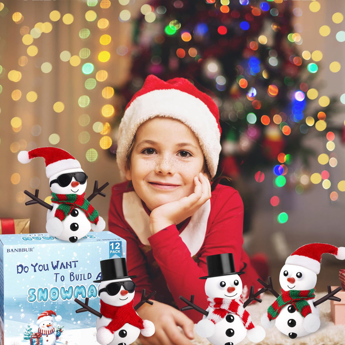 BANBBUR 12-Pack Christmas Stocking Stuffers for Kids – Build a Snowman DIY Craft Kit