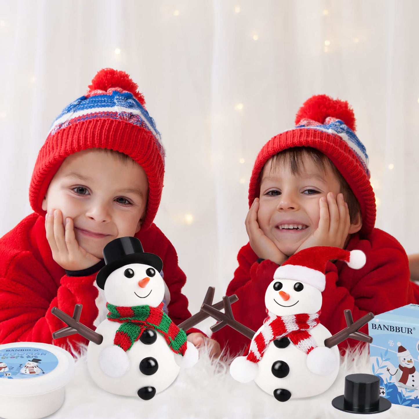 BANBBUR 9-Pack Build a Snowman Kit – Kids Snowman Craft DIY Christmas Gift