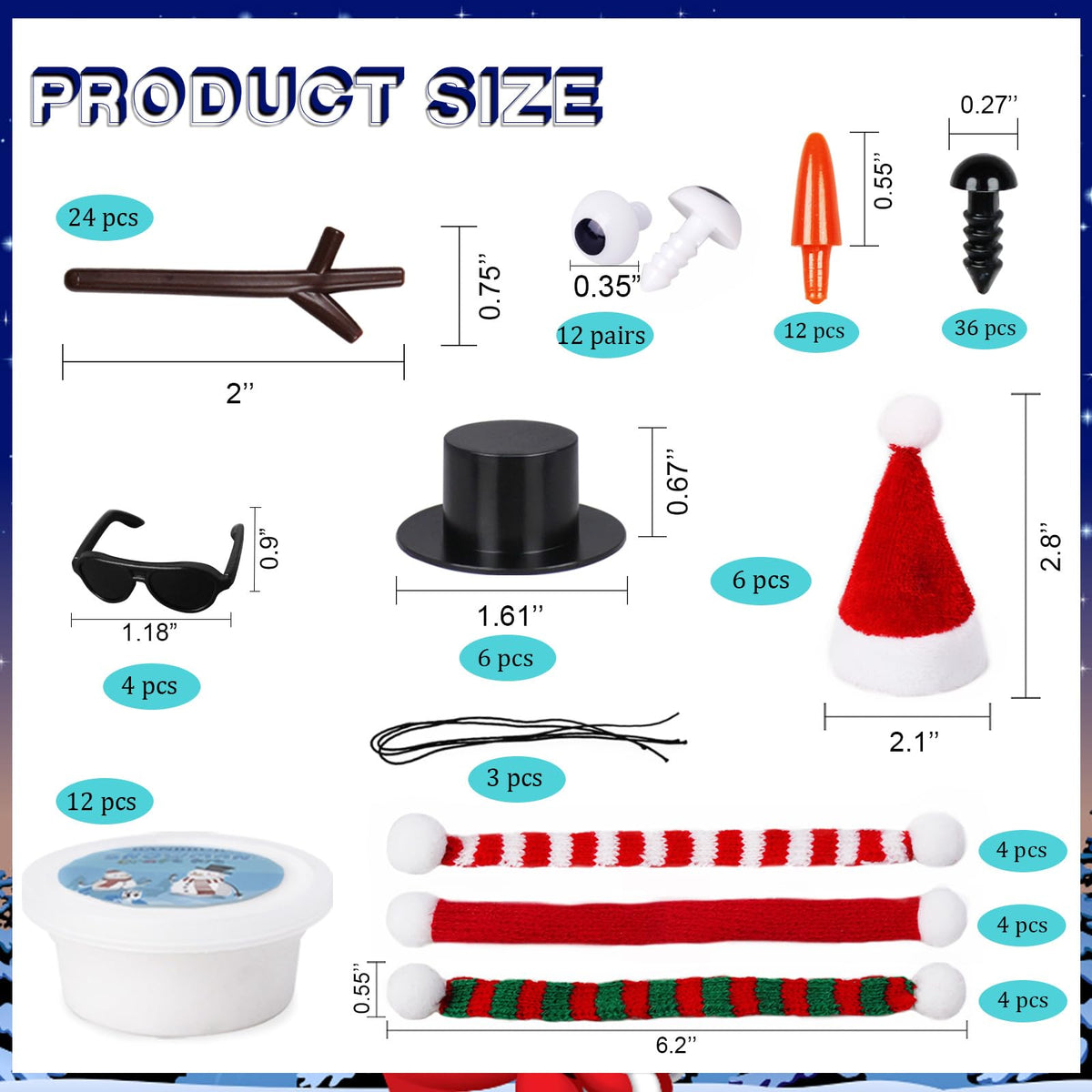 BANBBUR 12-Pack Christmas Stocking Stuffers for Kids – Build a Snowman DIY Craft Kit