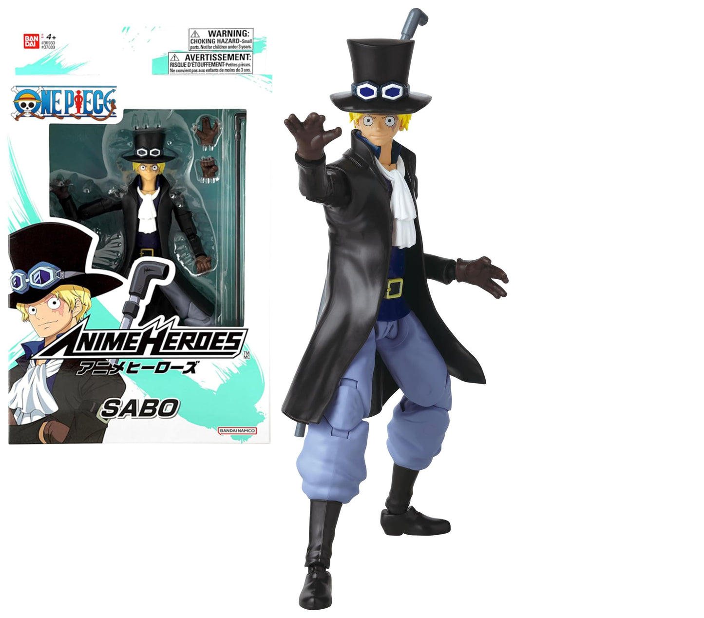 Bandai Anime Heroes One Piece Sabo Figure – 17 cm Articulated Sabo Figurine | Official Licensed
