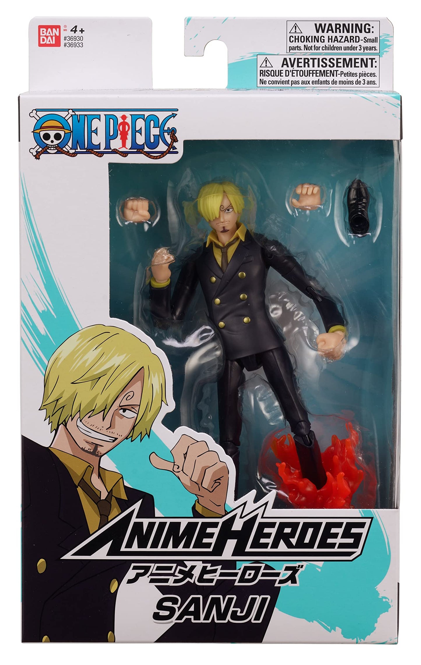 Bandai Anime Heroes Sanji Action Figure – 16.5 cm, 16+ Articulation, Swappable Arms & Faces | One Piece Collectible Toy