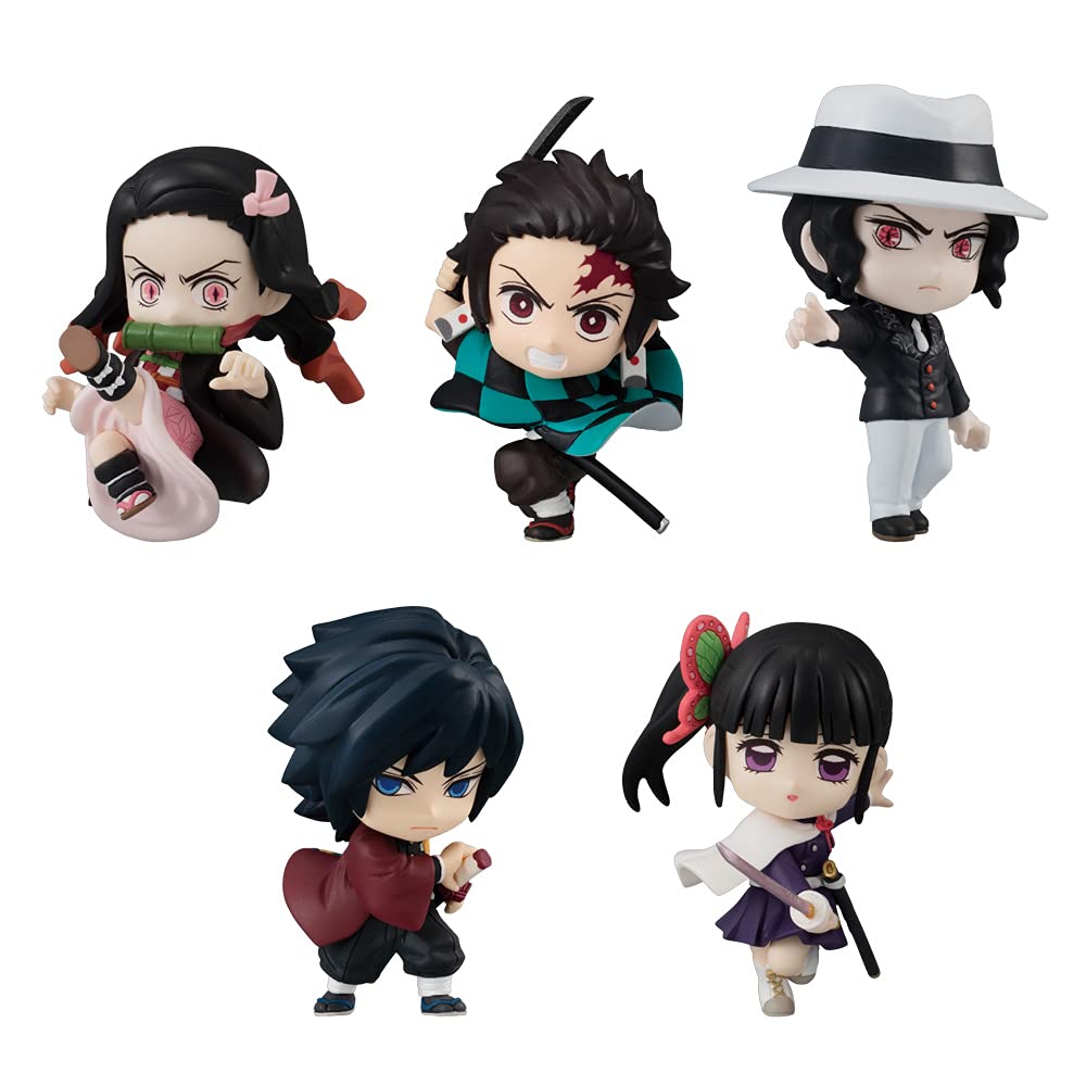 Bandai Shokugan Demon Slayer Adverge Motion 3 Complete Set – 5 Chibi Figures with Stands