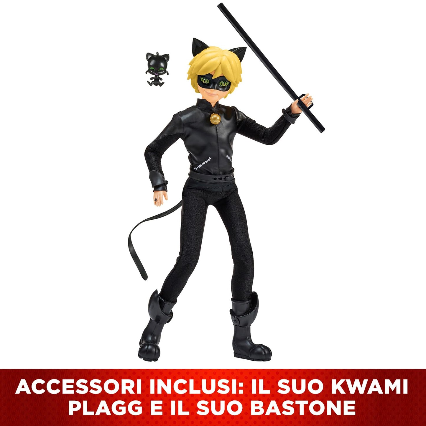 BANDAI Miraculous Cat Noir Fashion Doll P50002 – 26cm Poseable Figure with Plagg