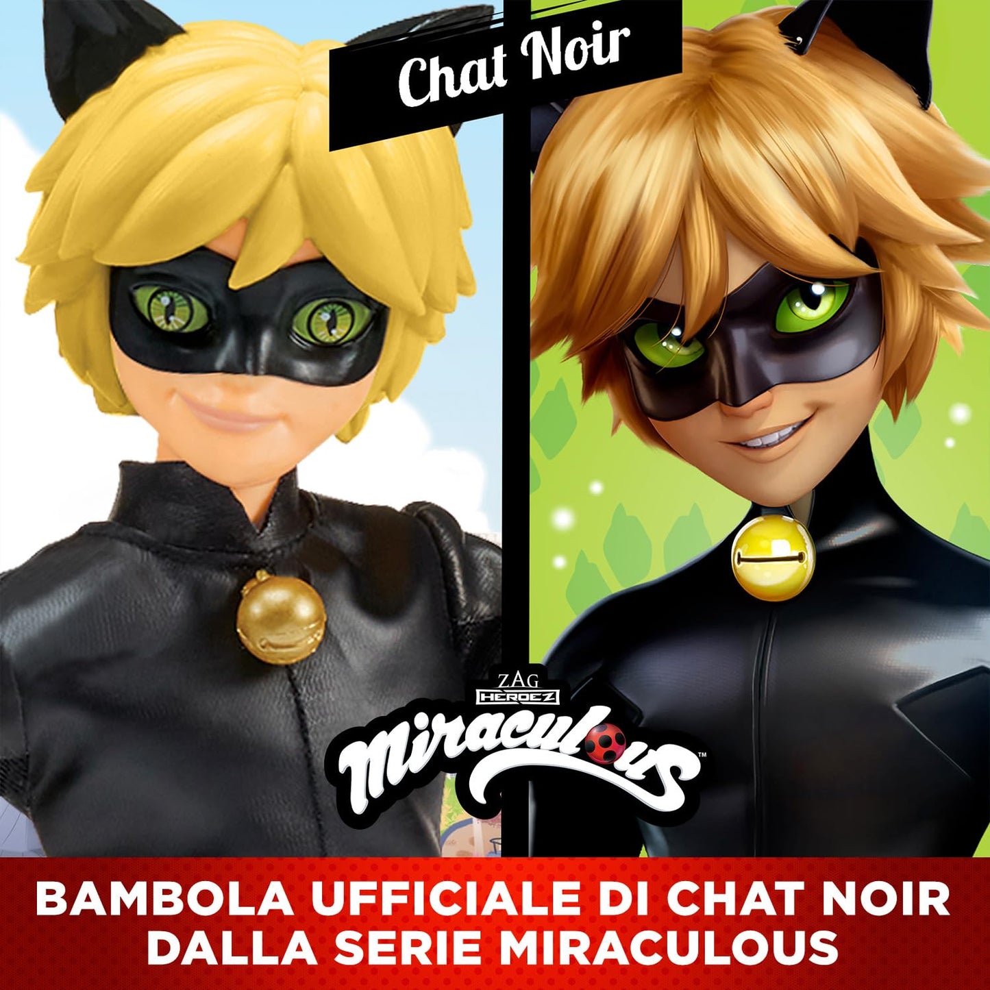 BANDAI Miraculous Cat Noir Fashion Doll P50002 – 26cm Poseable Figure with Plagg