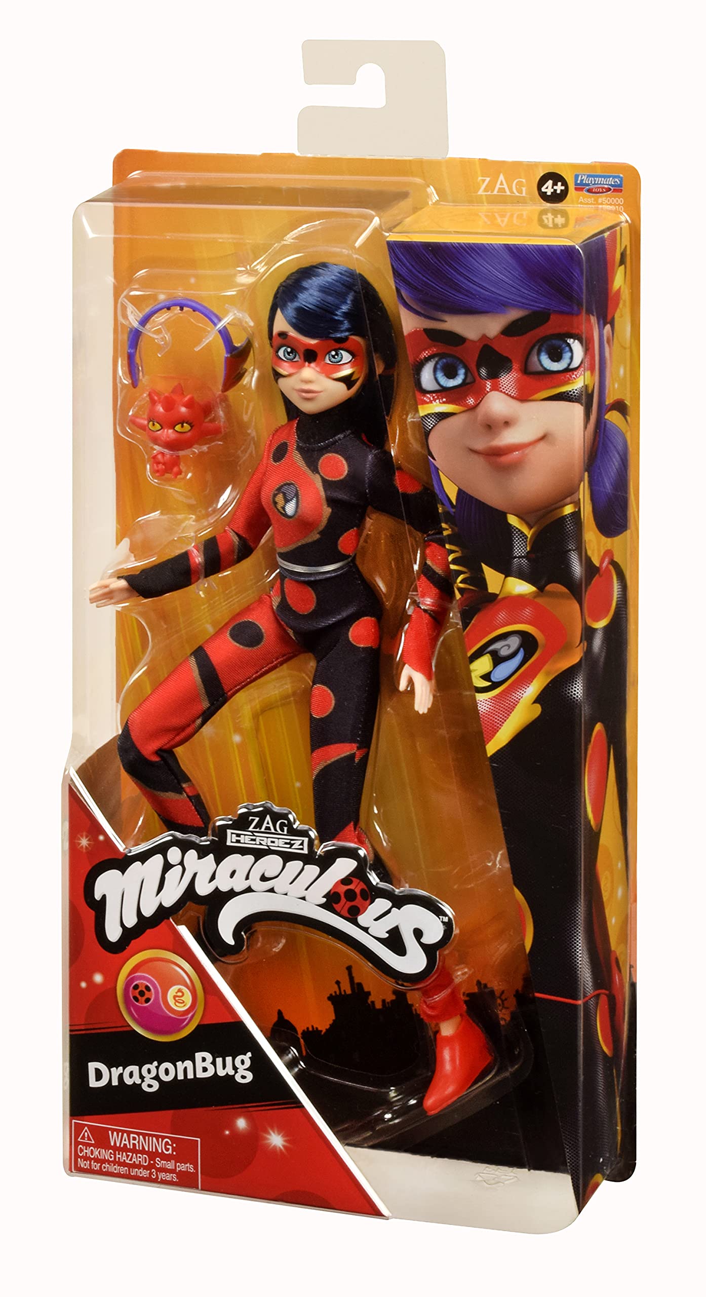 Bandai Miraculous Dragon Bug Doll 26cm – Poseable Ladybug & Cat Noir Hero Figure with Accessories