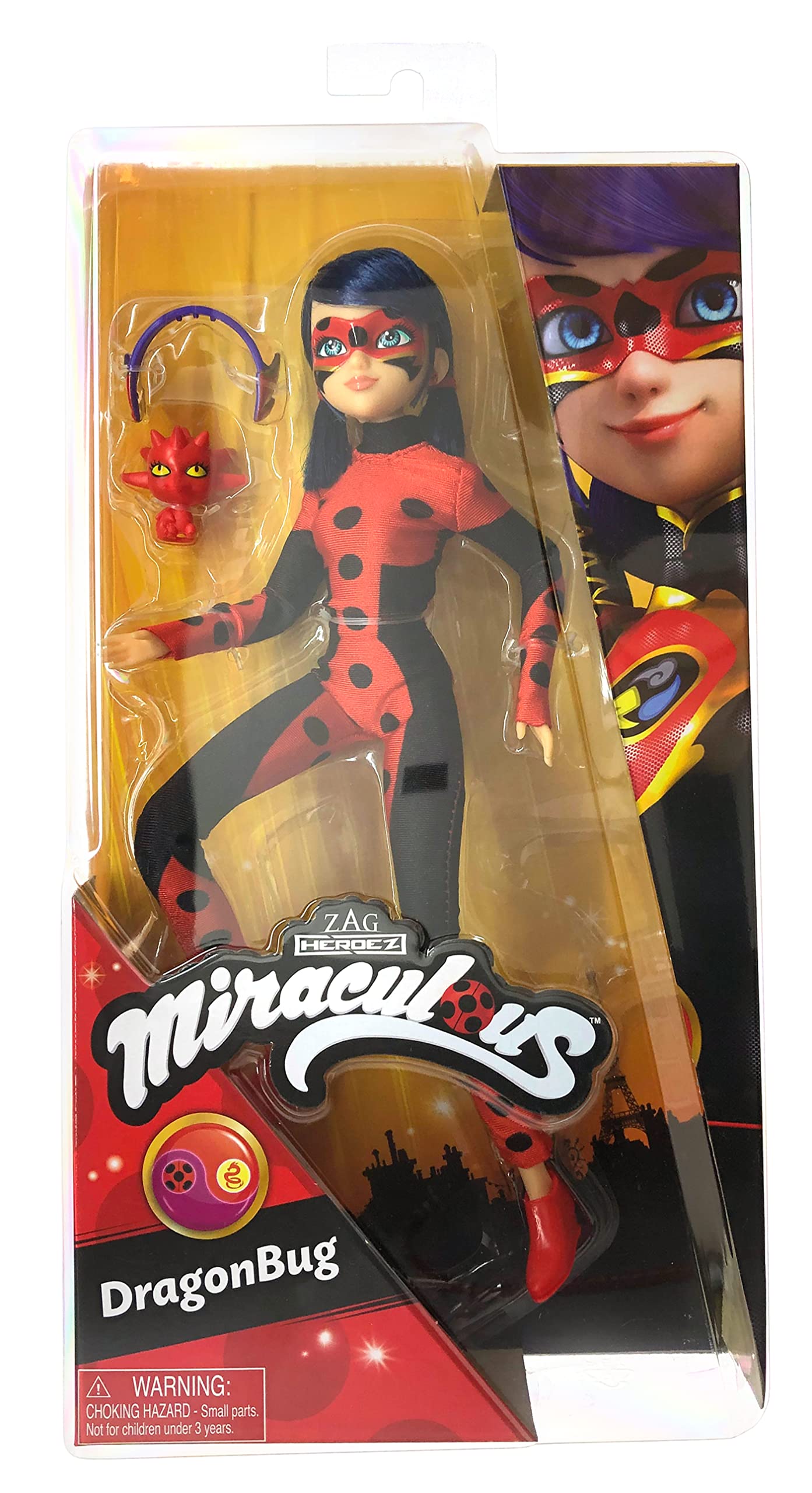 Bandai Miraculous Dragon Bug Doll 26cm – Poseable Ladybug & Cat Noir Hero Figure with Accessories