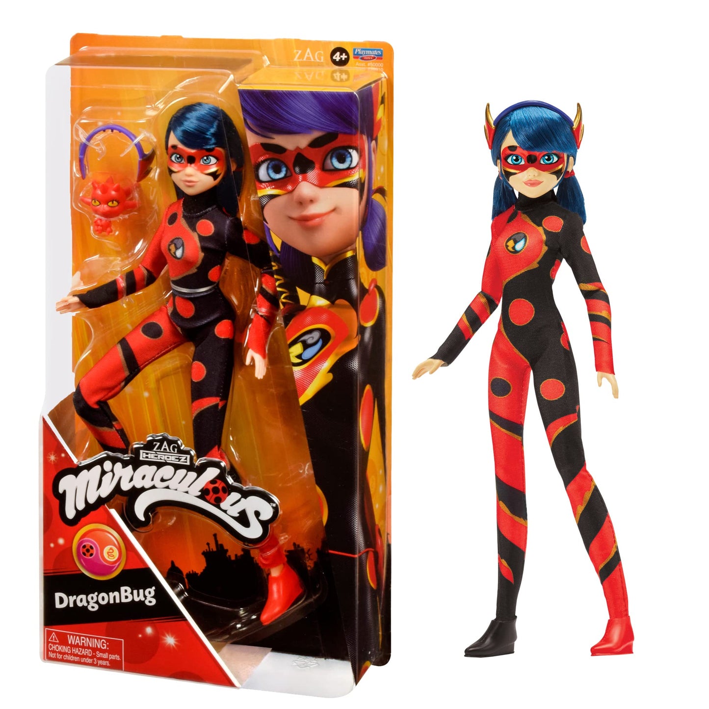 Bandai Miraculous Dragon Bug Doll 26cm – Poseable Ladybug & Cat Noir Hero Figure with Accessories