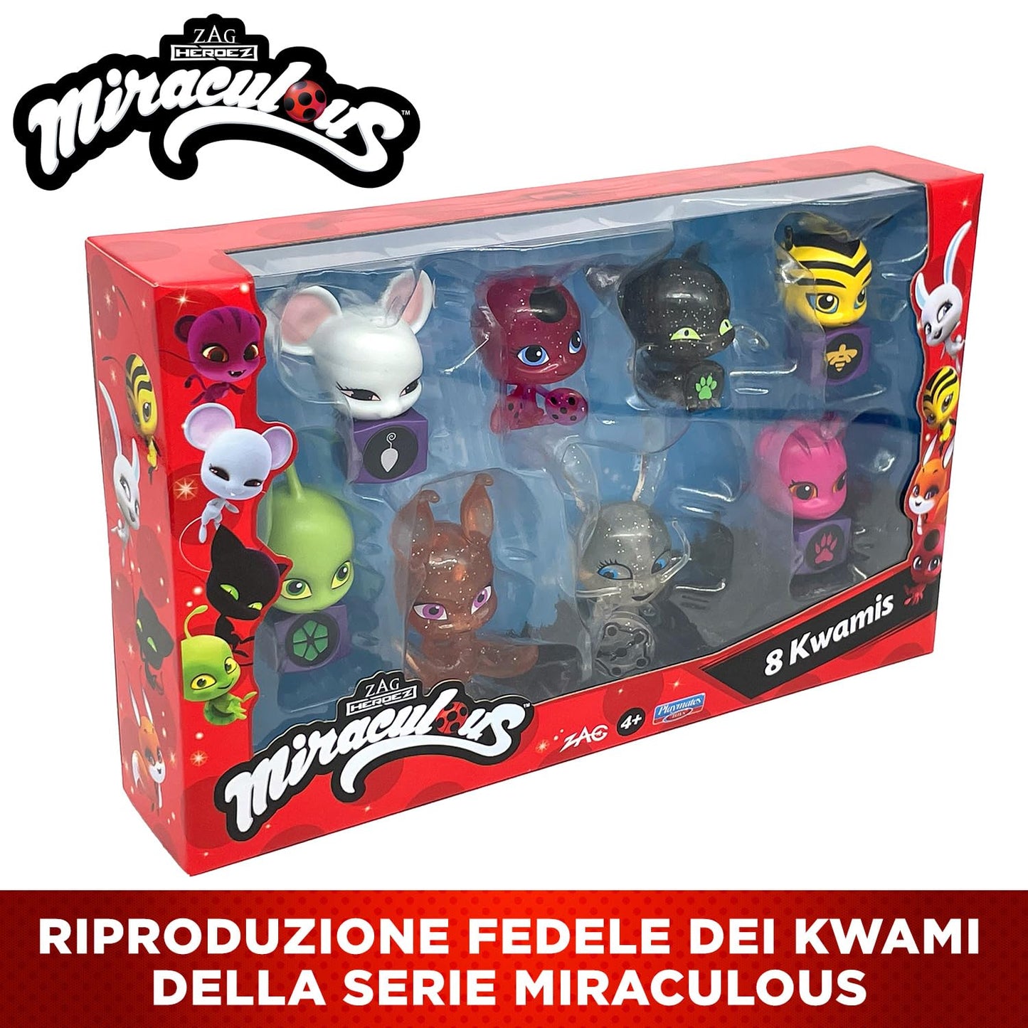 Bandai Miraculous Kwami Eight-Pack Figures – Tikki, Plagg, Trixx, Wayzz, Pollen, Nooroo, Fluff & Duusu
