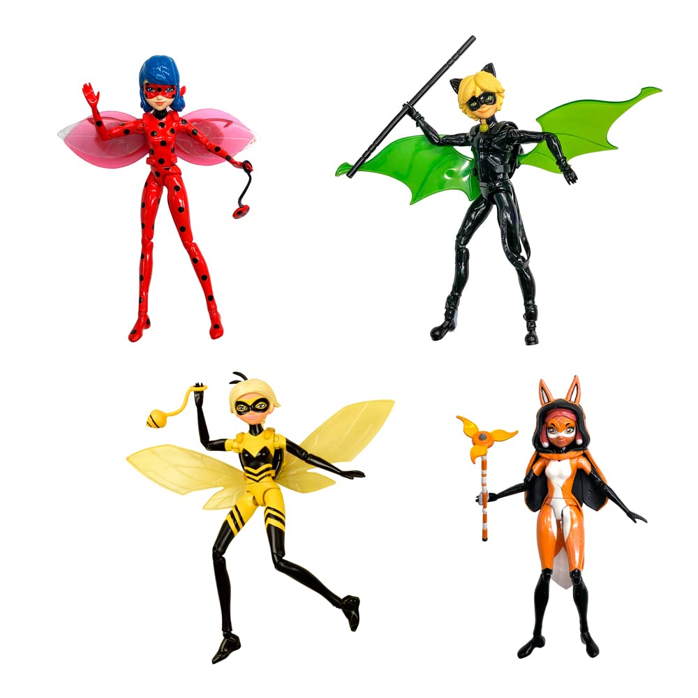 Bandai Miraculous Queen Bee Doll 12cm – Chloe Queen Bee Toy with Wings & Spinning Top | Collectible 9-Character Line