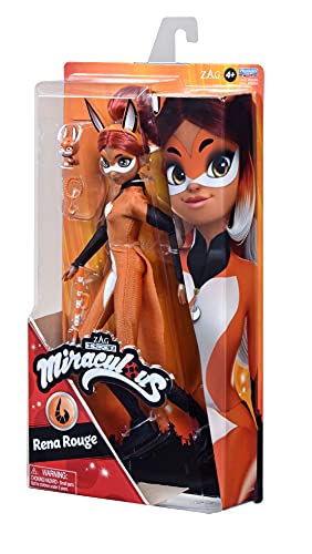 Bandai Miraculous Rena Rouge 26cm Fashion Doll – Poseable Heroine with Kwami Trixx & Yoyo