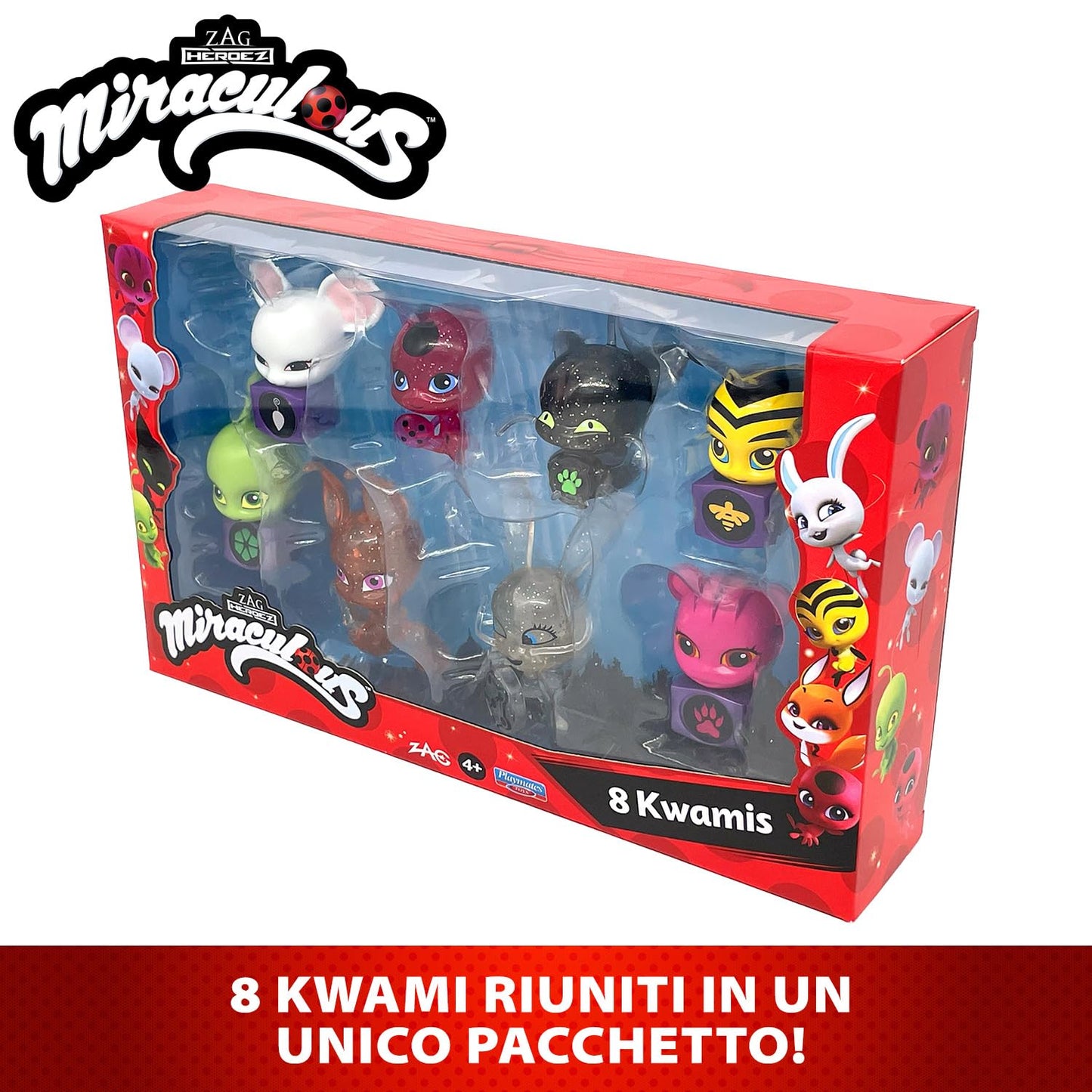 Bandai Miraculous Kwami Eight-Pack Figures – Tikki, Plagg, Trixx, Wayzz, Pollen, Nooroo, Fluff & Duusu