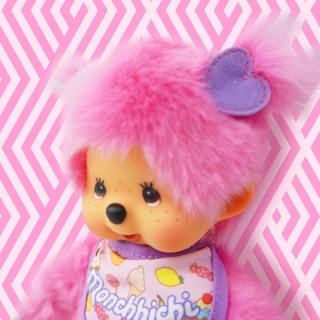 Bandai Monchhichi Frozen Fruits Plush - 20 cm Soft Pink Plush for Kids & Collectors | SE23388