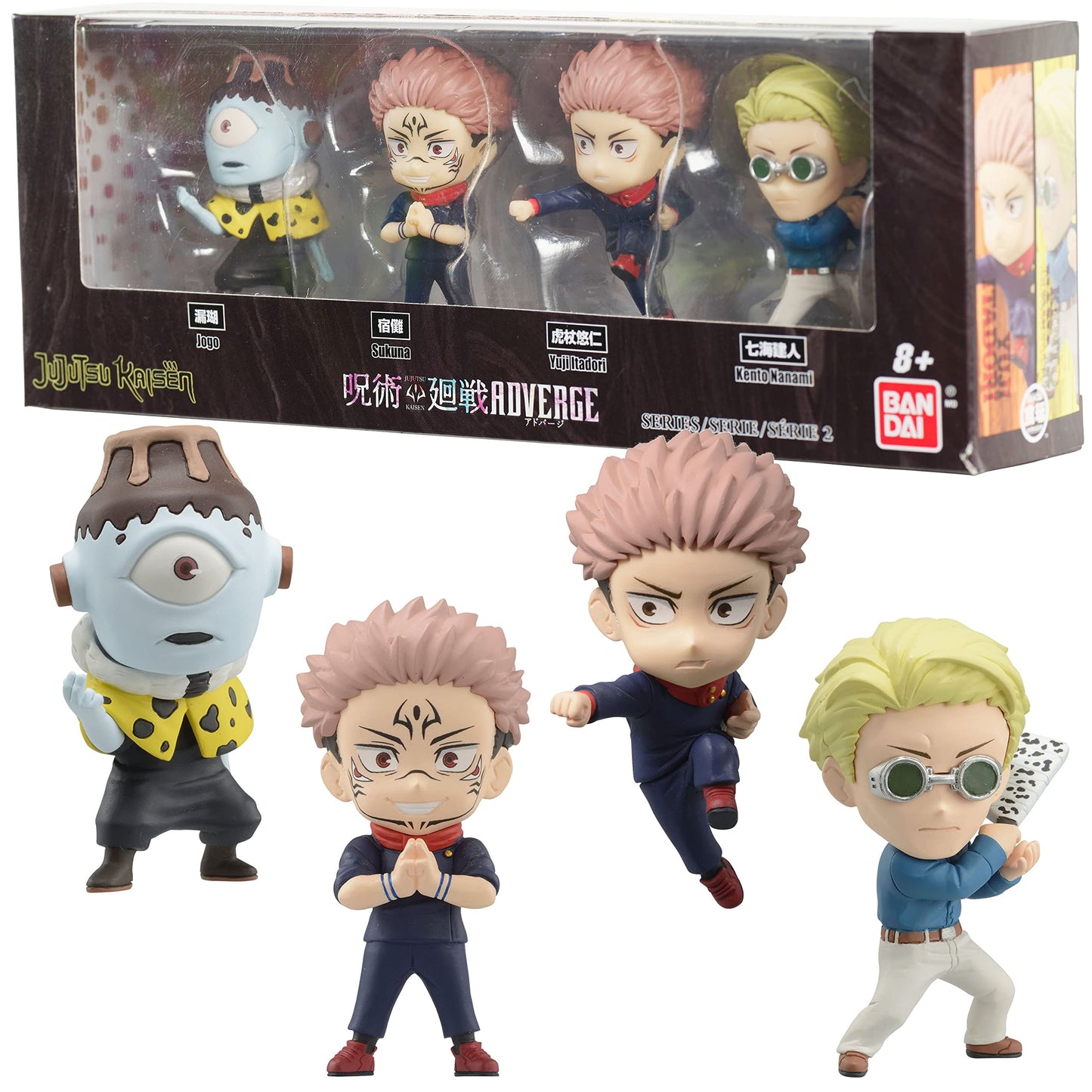 Bandai Namco Jujutsu Kaisen Adverge Figure Box Set C – Yuji Itadori, Kento Nanami, Ryomen Sukuna, Jogo
