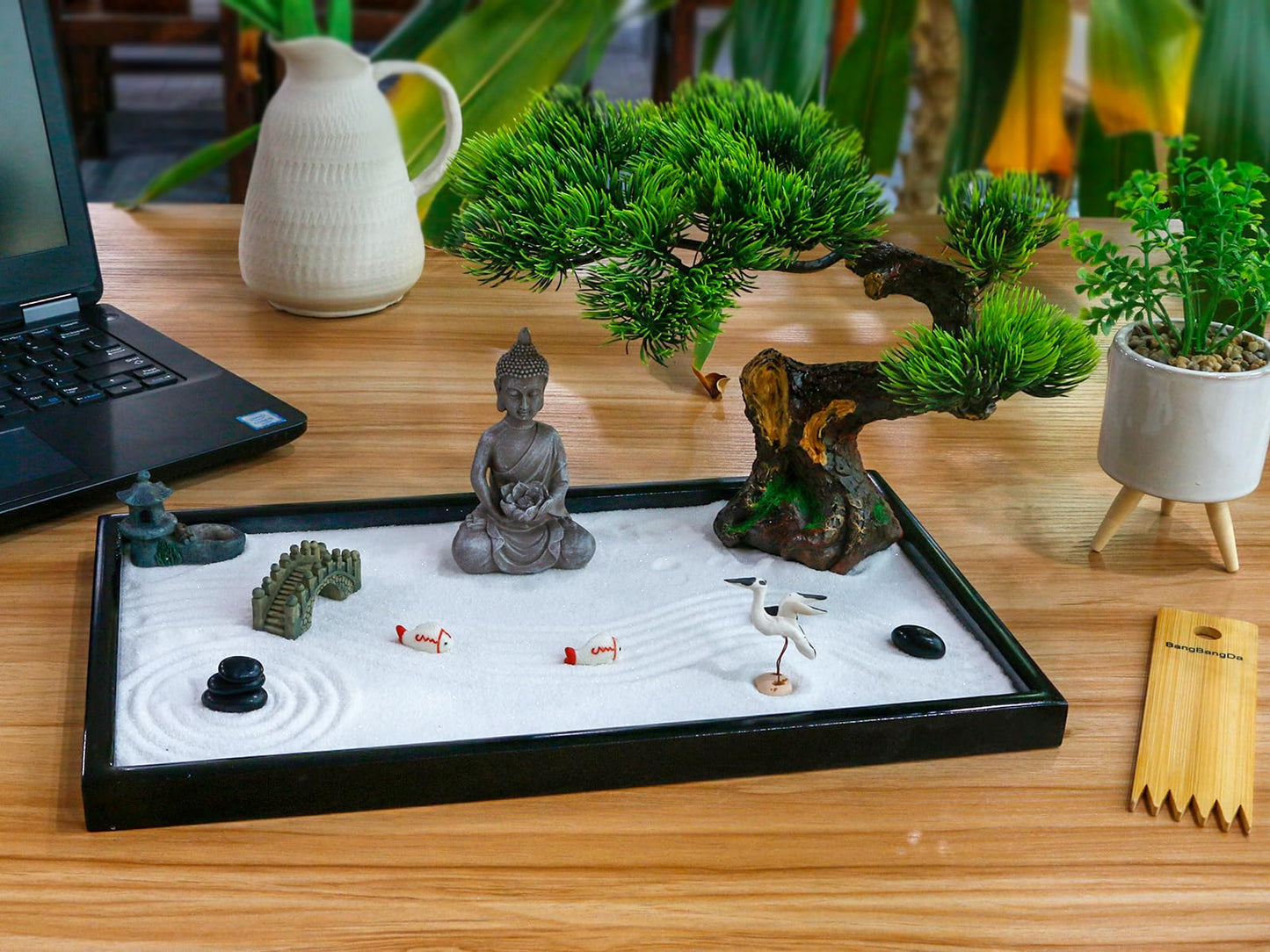 BangBangDa Japanese Zen Garden Kit for Desk | Desktop Meditation & Relaxation Decor