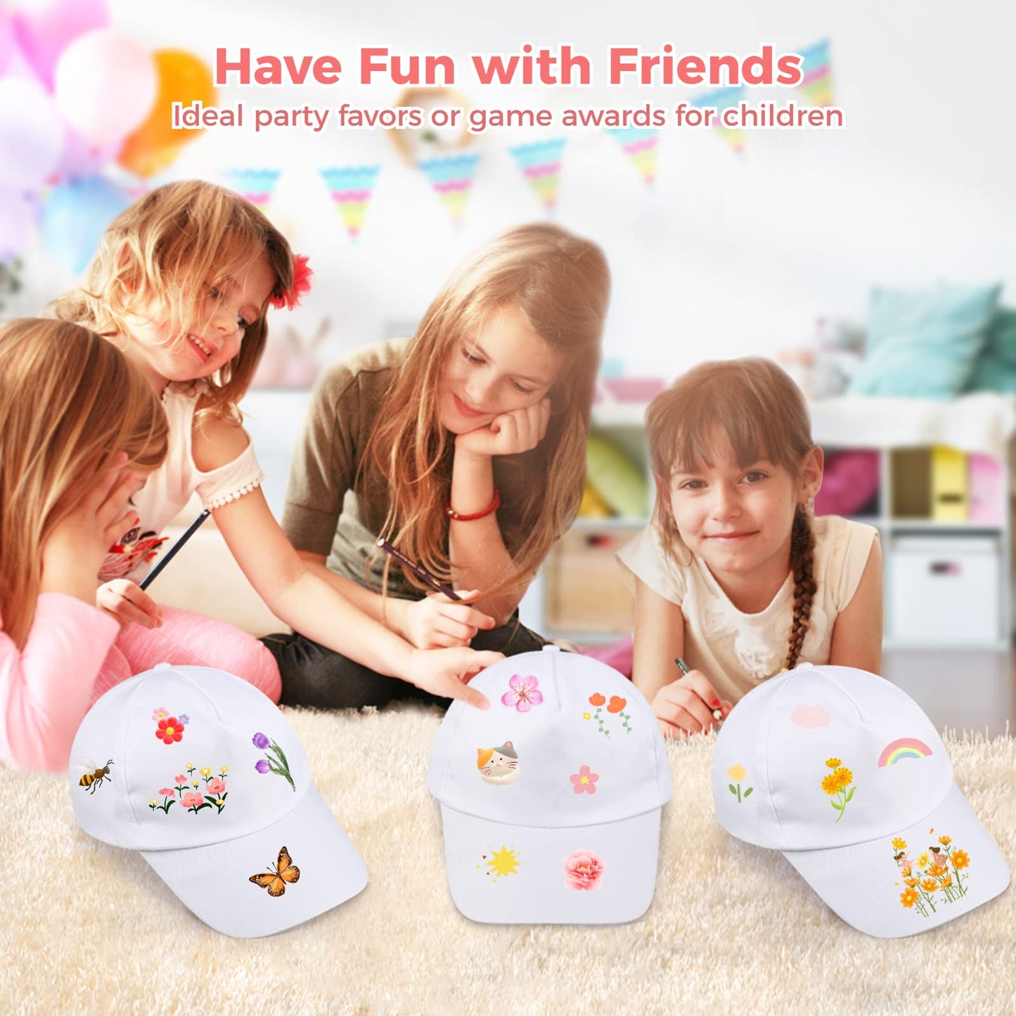 B bangcool DIY Kids Baseball Caps – White Blank Hat for Painting & Crafts