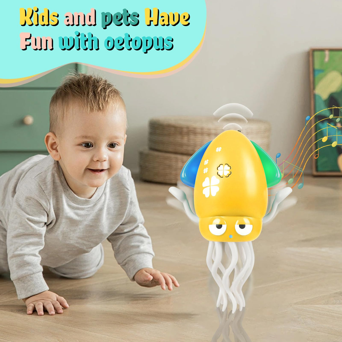 Bangzi Dancing Octopus Baby Toy – Interactive Music, Lights & Sensory Crawling Toy (6–36 Months; 1–3 Years)