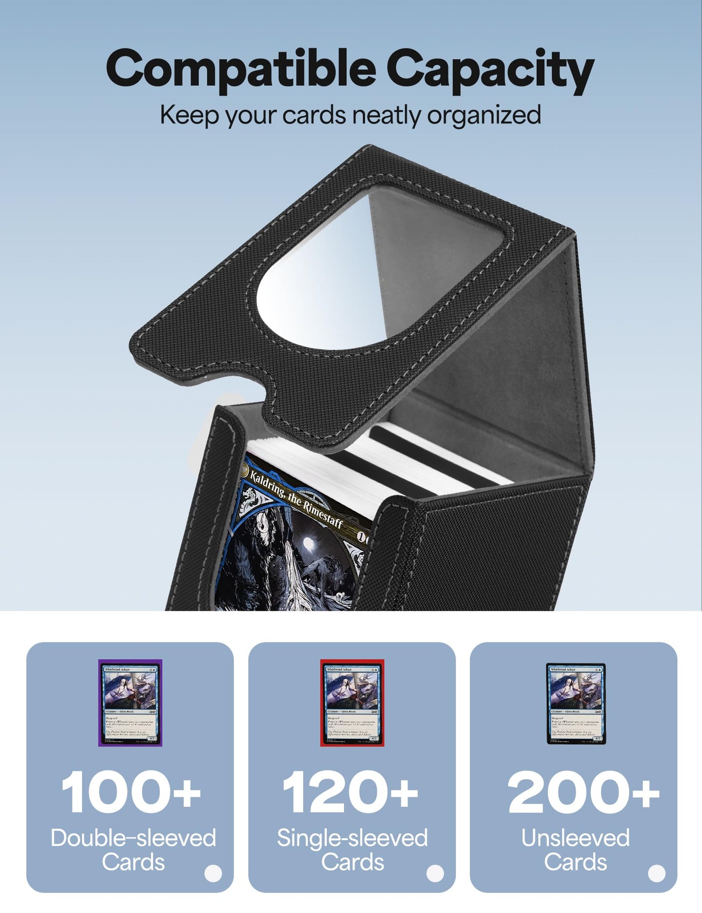 banloga Card Deck Box for MTG Commander – Holds 100+ Cards, 2 Dividers, Waterproof PU Leather