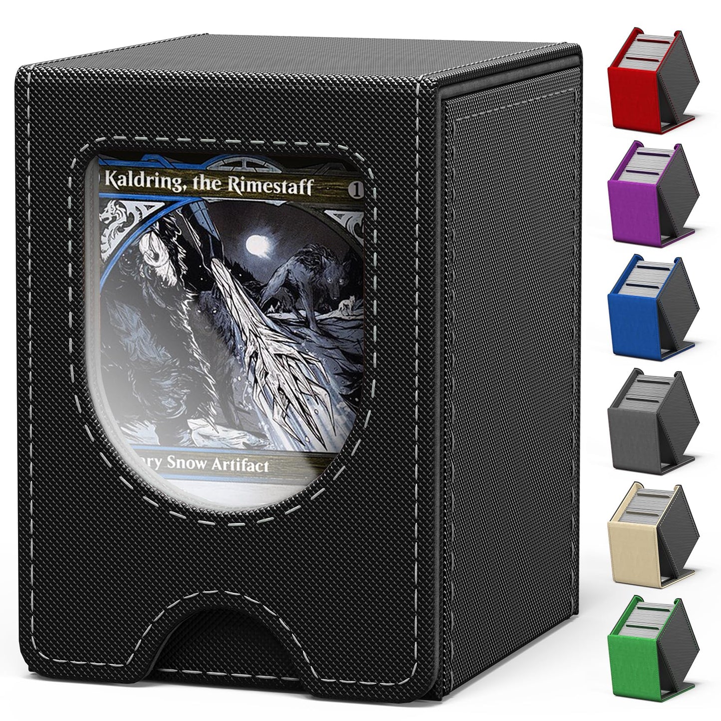 banloga Card Deck Box for MTG Commander – Holds 100+ Cards, 2 Dividers, Waterproof PU Leather