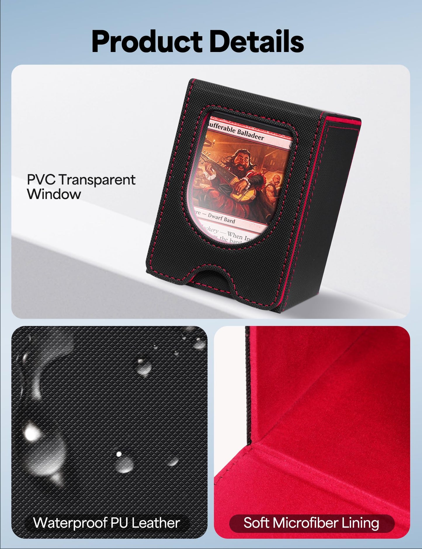 banloga 4 Pack Card Deck Box for MTG Commander – Holds 100+ Cards, 8 Dividers, PU Leather