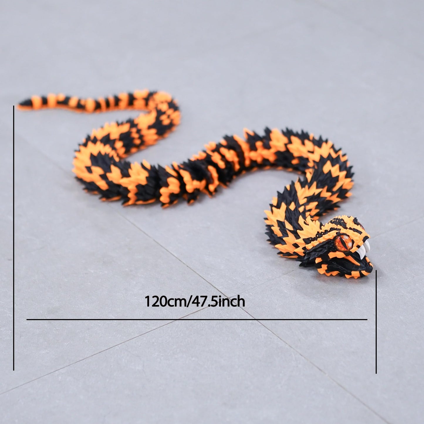BANPIWOLG 47.5-Inch 3D Printed Snake Model — Movable Teeth, Flexible Joints, Stress Relief Desk Decor