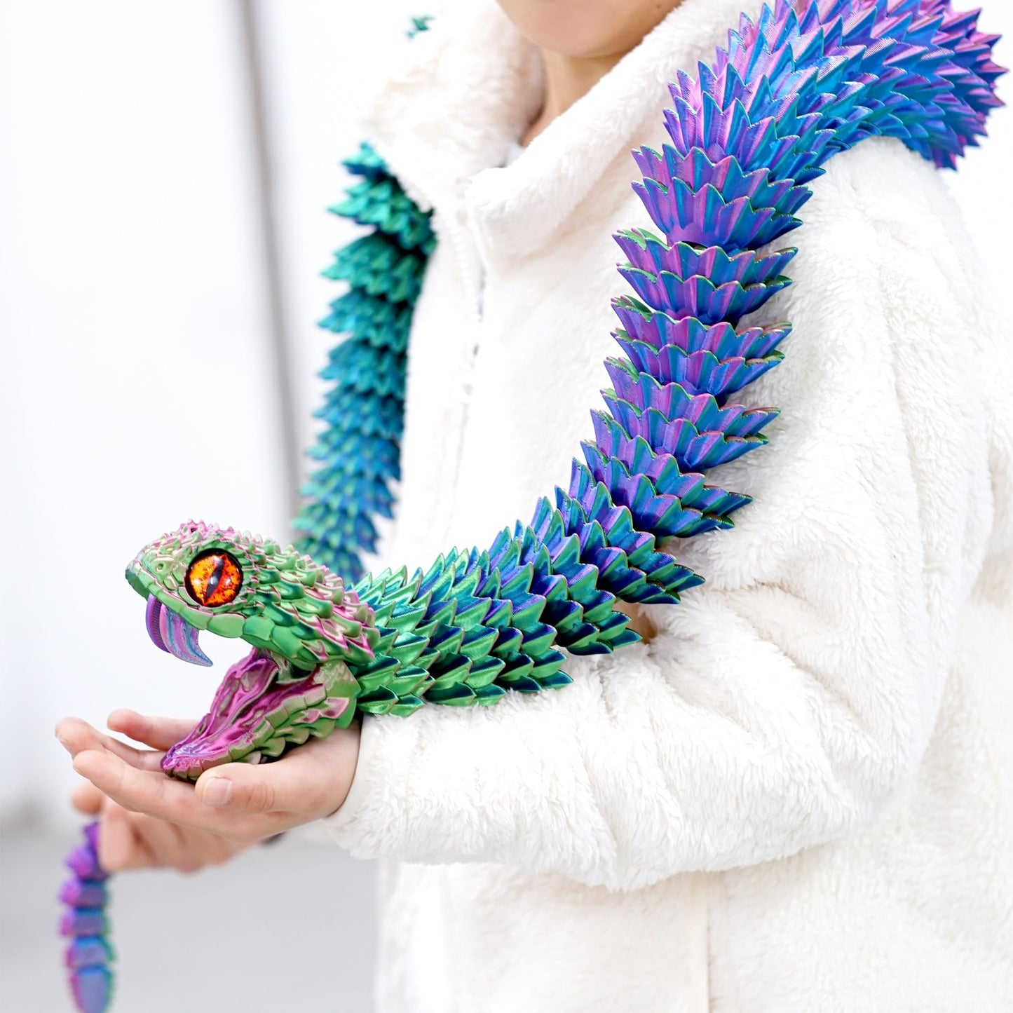 BANPIWOLG 47.5in 3D Printed Snake Model – Movable Teeth, Flexible Joints, RGB