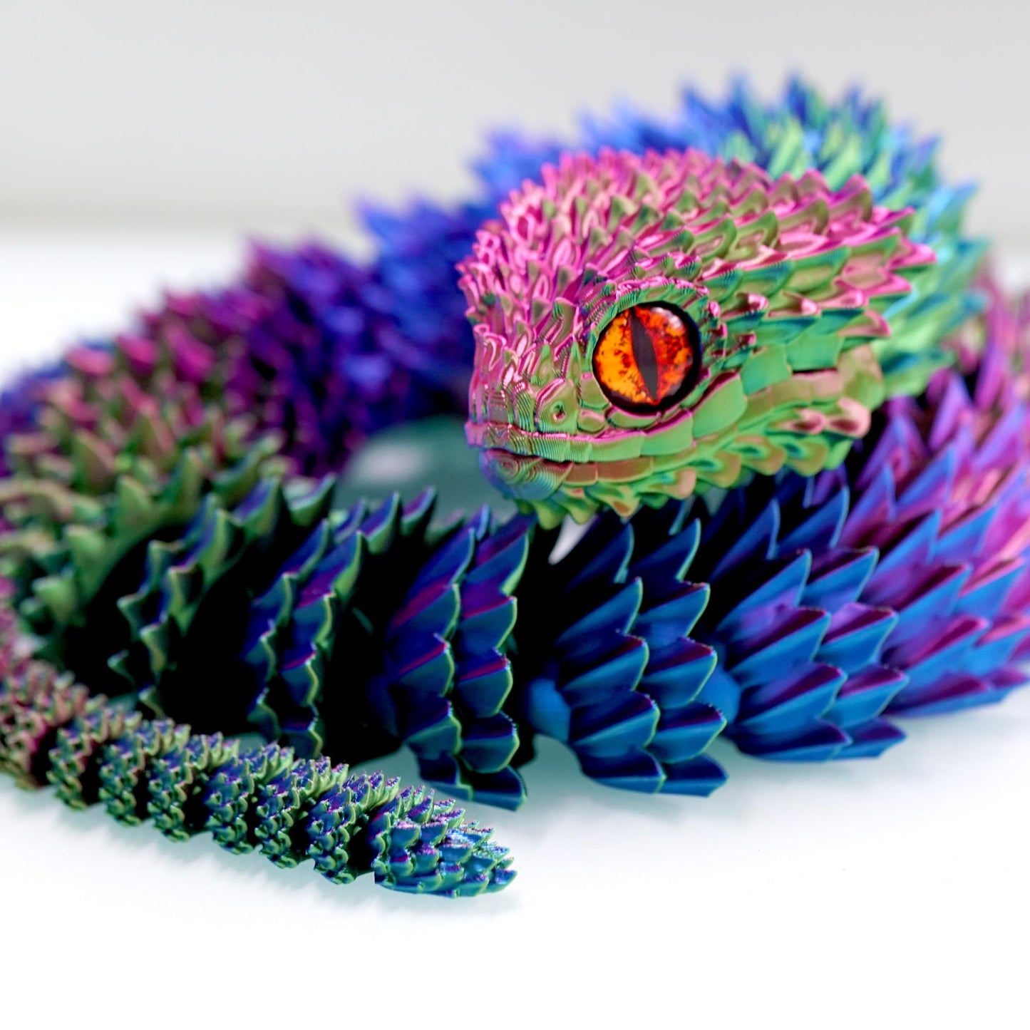 BANPIWOLG 47.5in 3D Printed Snake Model – Movable Teeth, Flexible Joints, RGB