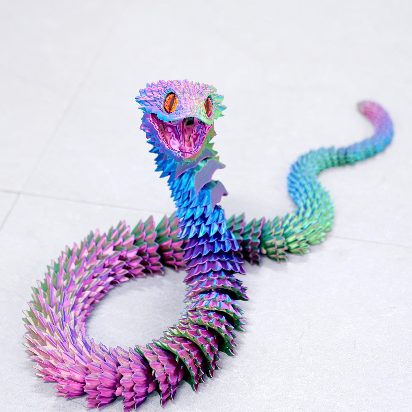 BANPIWOLG 47.5in 3D Printed Snake Model – Movable Teeth, Flexible Joints, RGB