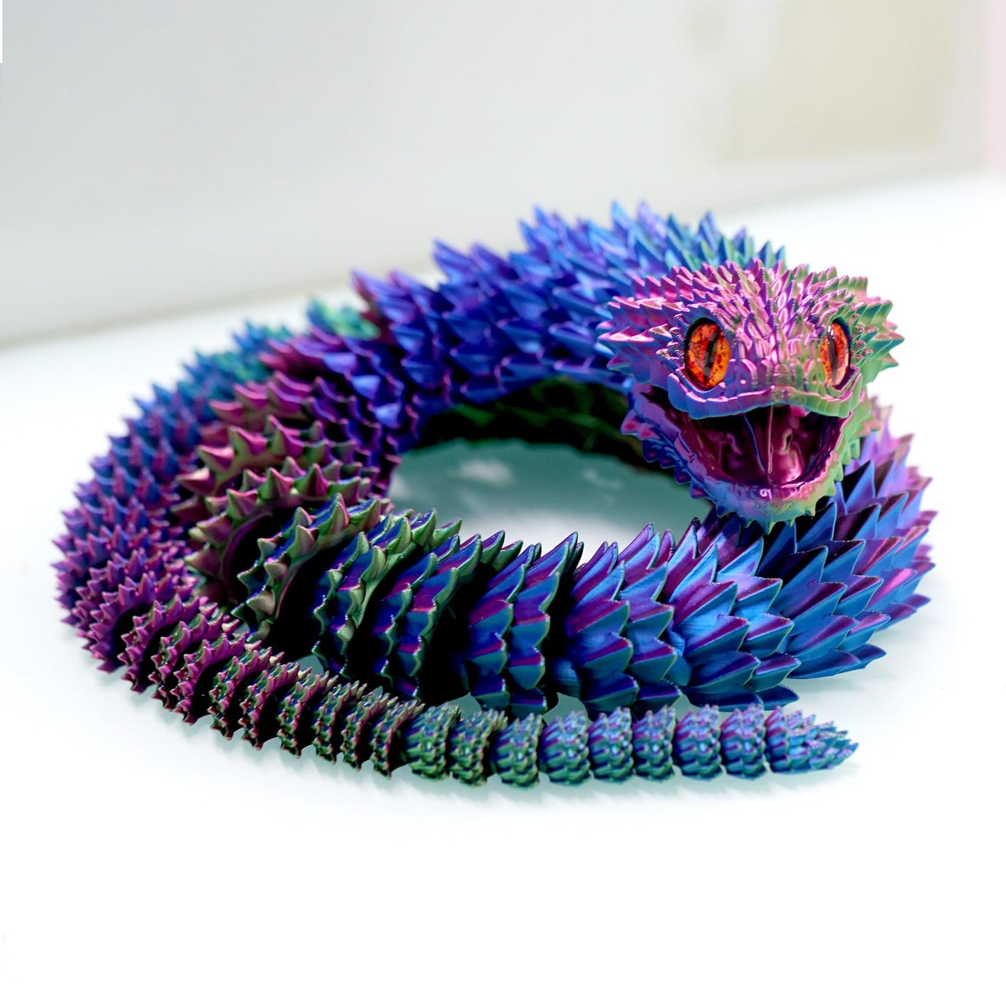 BANPIWOLG 47.5in 3D Printed Snake Model – Movable Teeth, Flexible Joints, RGB