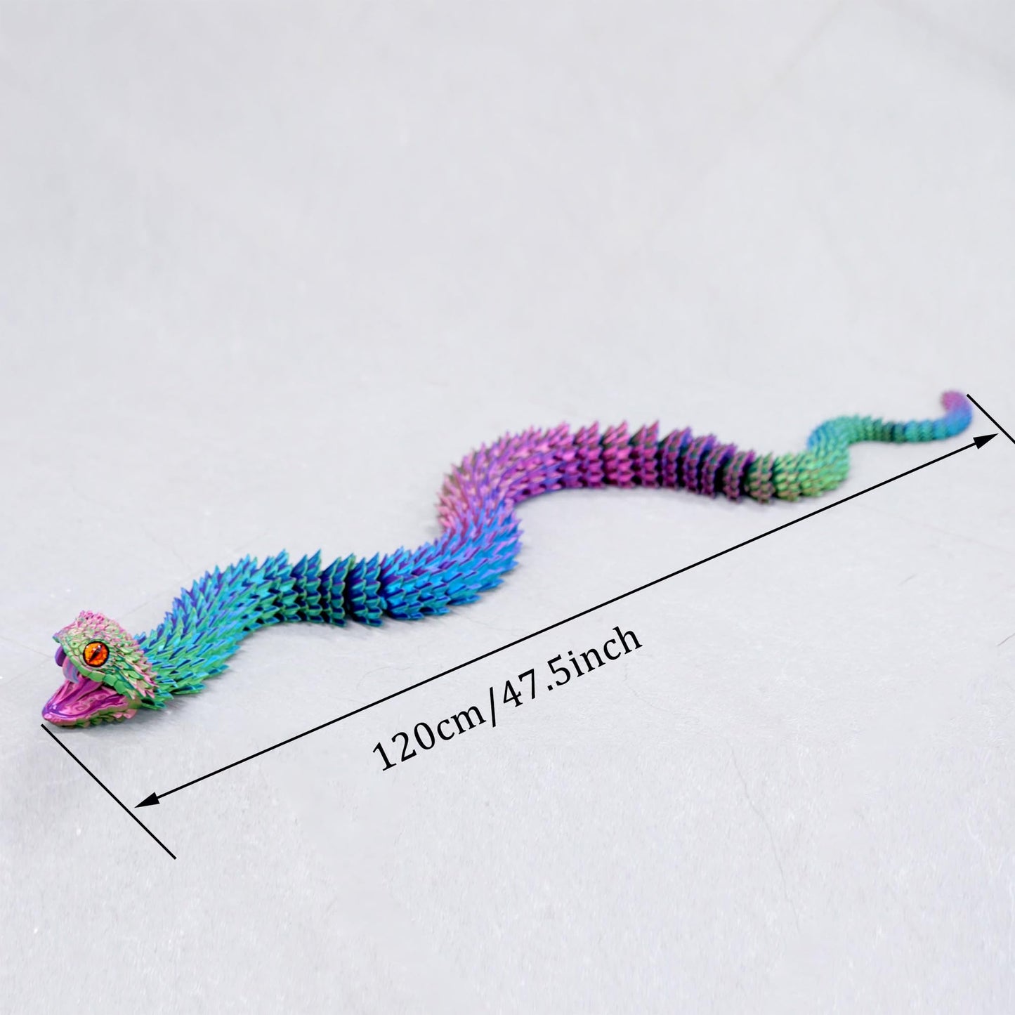 BANPIWOLG 47.5in 3D Printed Snake Model – Movable Teeth, Flexible Joints, RGB