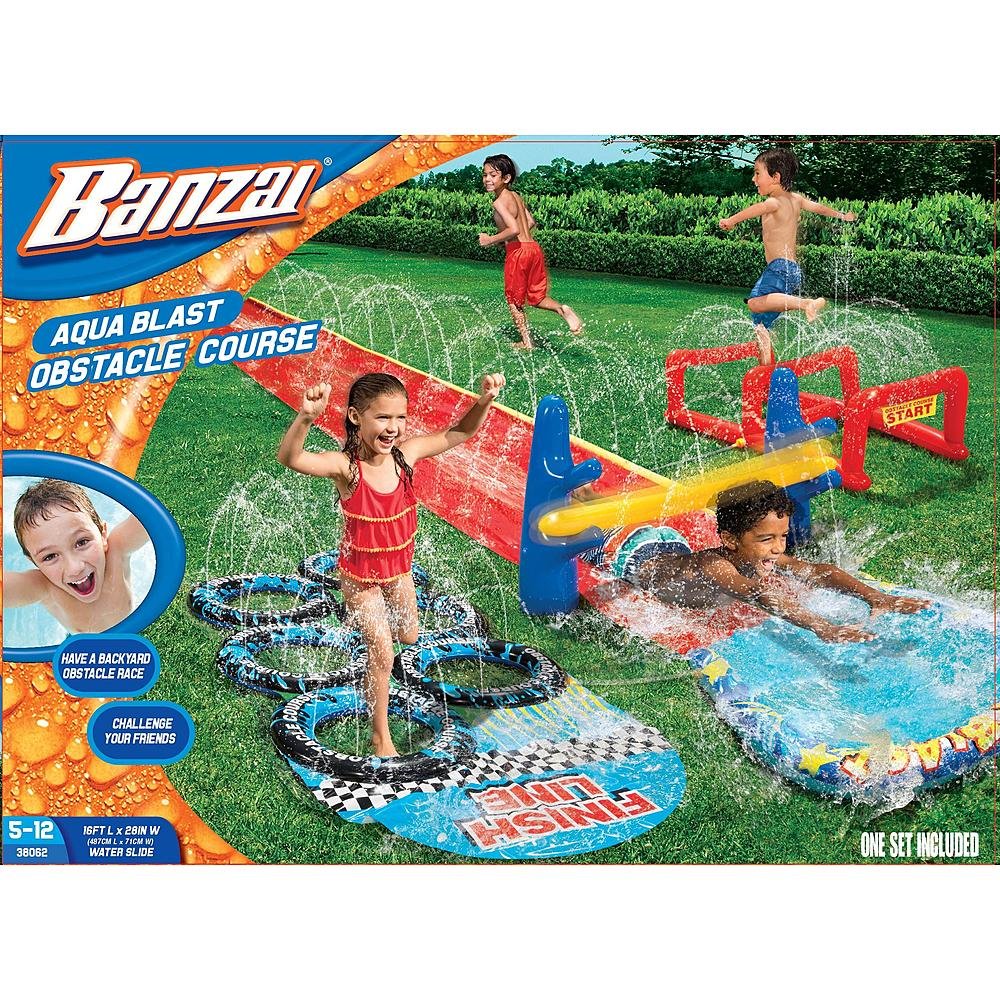 BANZAI Aqua Blast Obstacle Course – Backyard Water Fun for Kids 5–12
