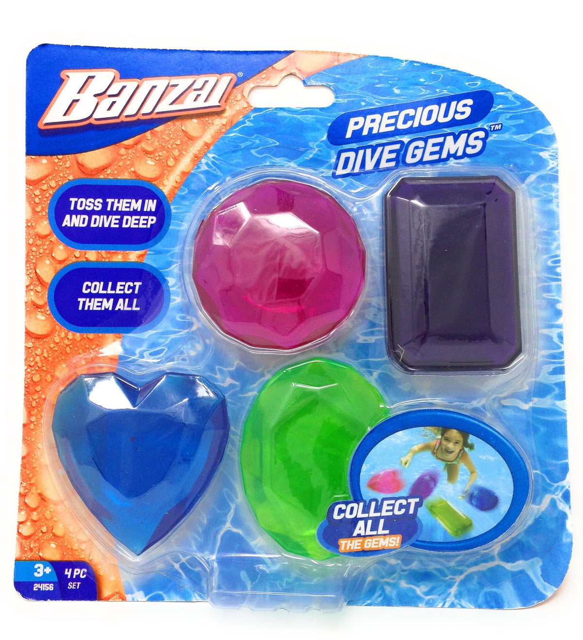 BANZAI Precious Dive Gems 4 Pack – Colorful Pool Diving Toys for Kids 3+