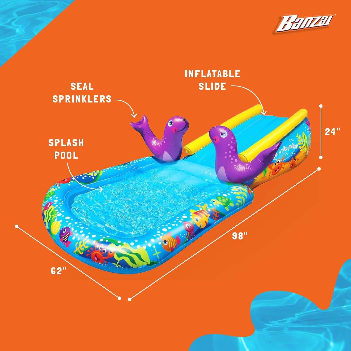 BANZAI My First Water Slide – Toddler Inflatable Slide & Splash Pool