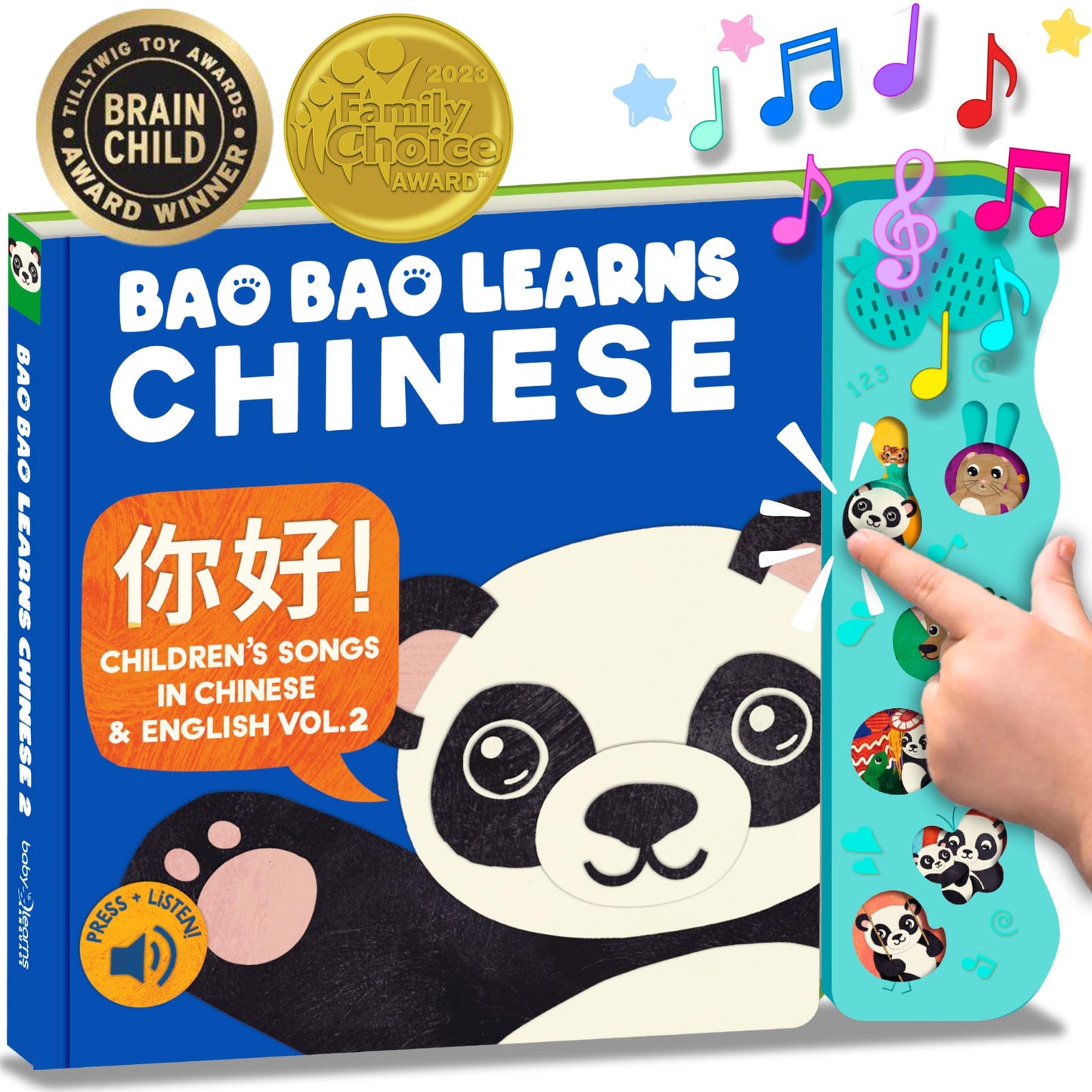Bao Bao Learns Chinese Vol. 2 – Bilingual Chinese Baby Book with Sound and Pinyin