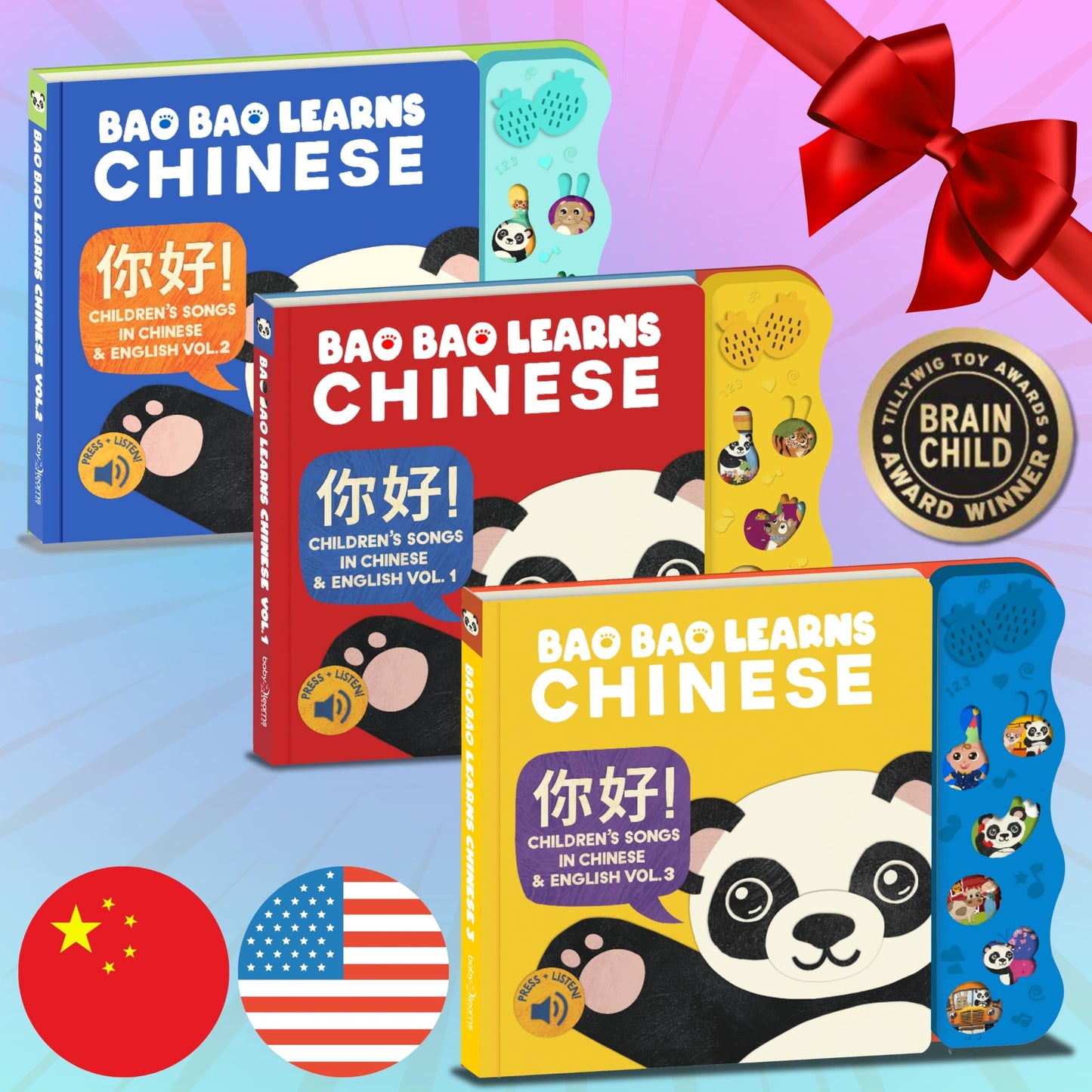 Bao Bao Learns Chinese Vol. 3 – Bilingual Mandarin Board Book with Sound for Toddlers