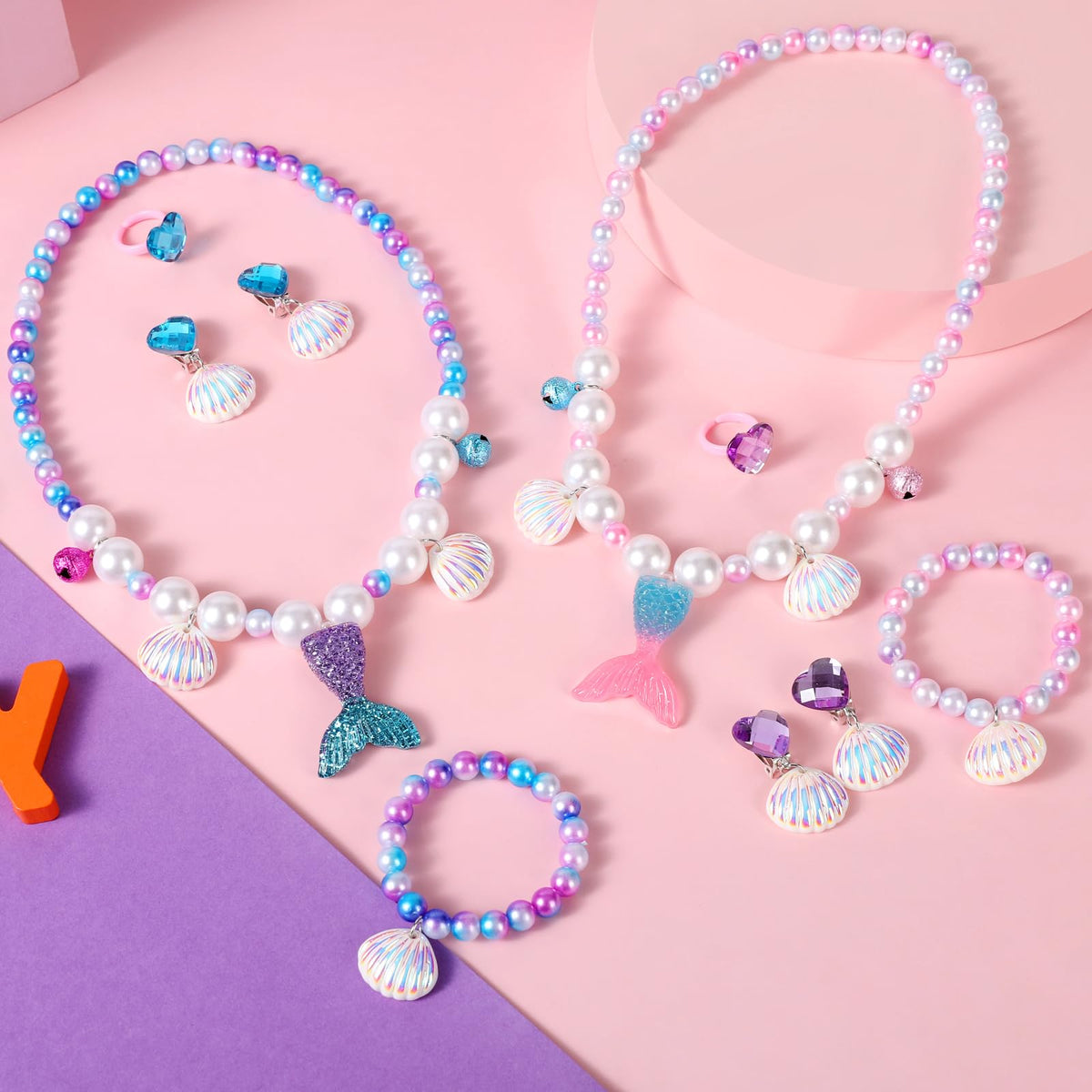 BAOBAOJOY 2 Sets Mermaid Jewelry for Girls – Dress-Up Accessories (Ages 3-8)