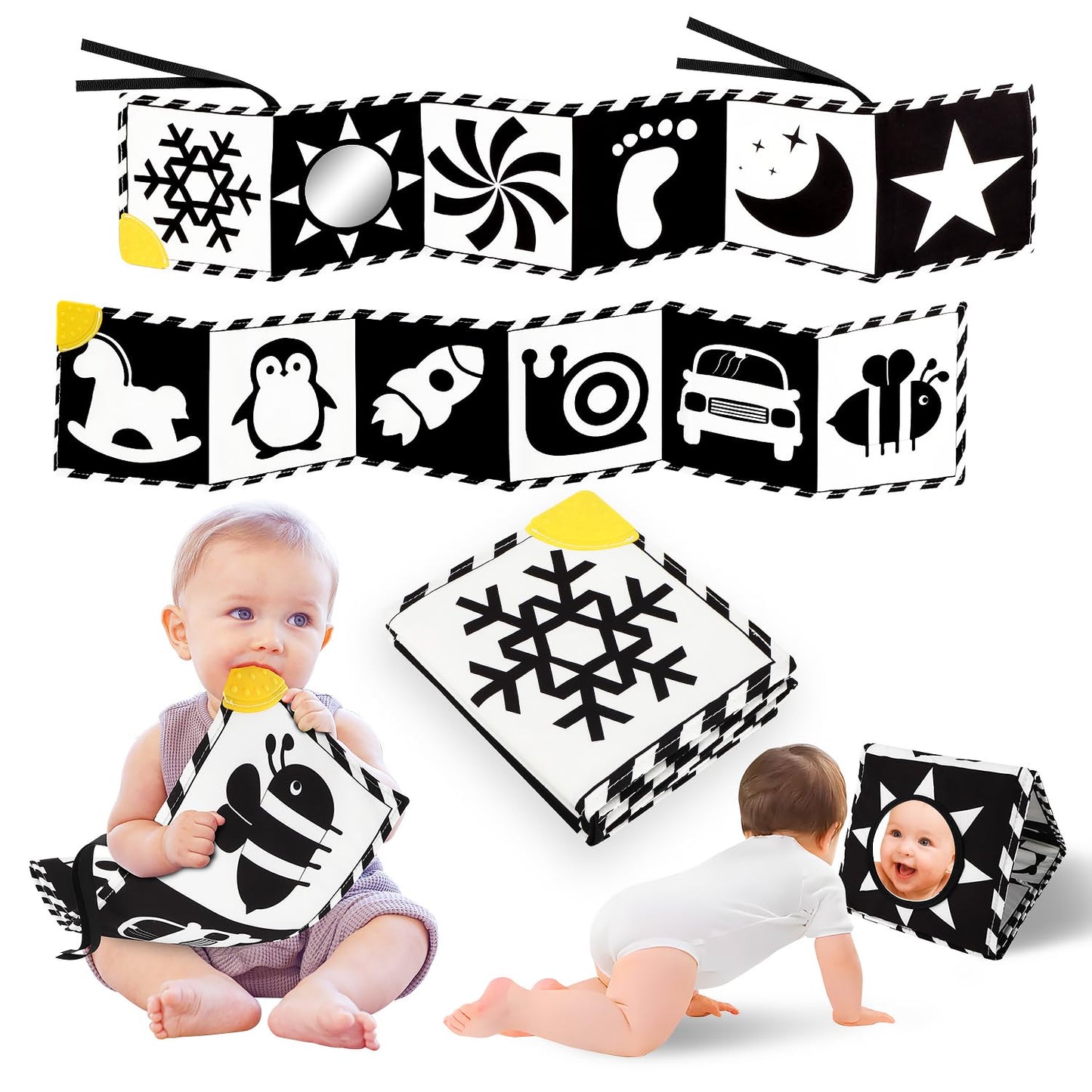 Baobrava High Contrast Baby Toy Book – Black & White Visual Stimulation for Newborns