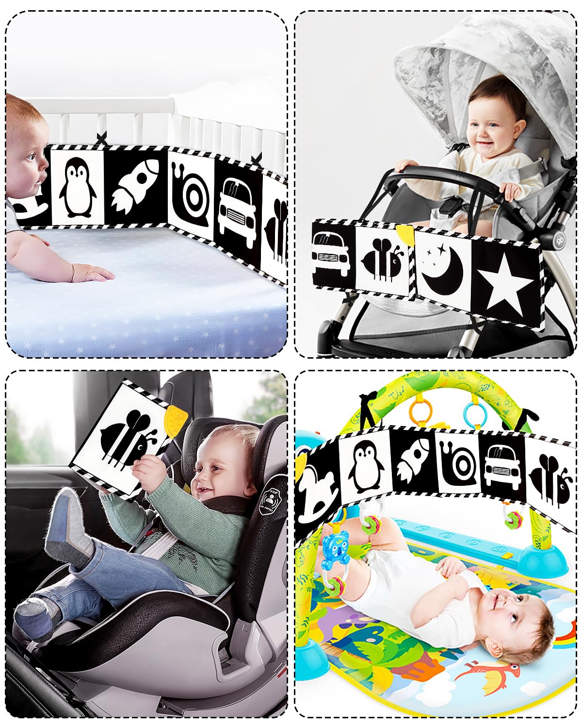 Baobrava High Contrast Baby Toy Book – Black & White Visual Stimulation for Newborns