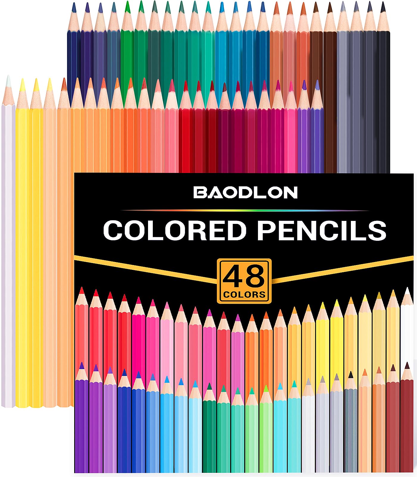 BAODLON 48-Count Colored Pencils Bulk Set – Pre-Sharpened for Kids & Adults