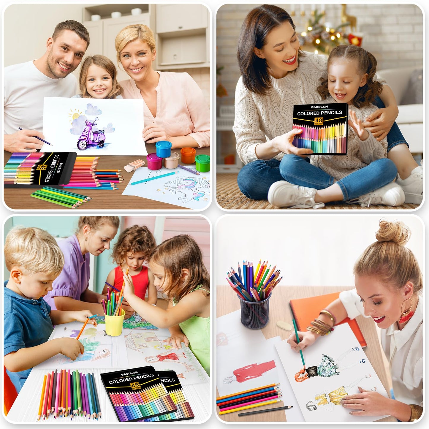 BAODLON 48-Count Colored Pencils Bulk Set – Pre-Sharpened for Kids & Adults
