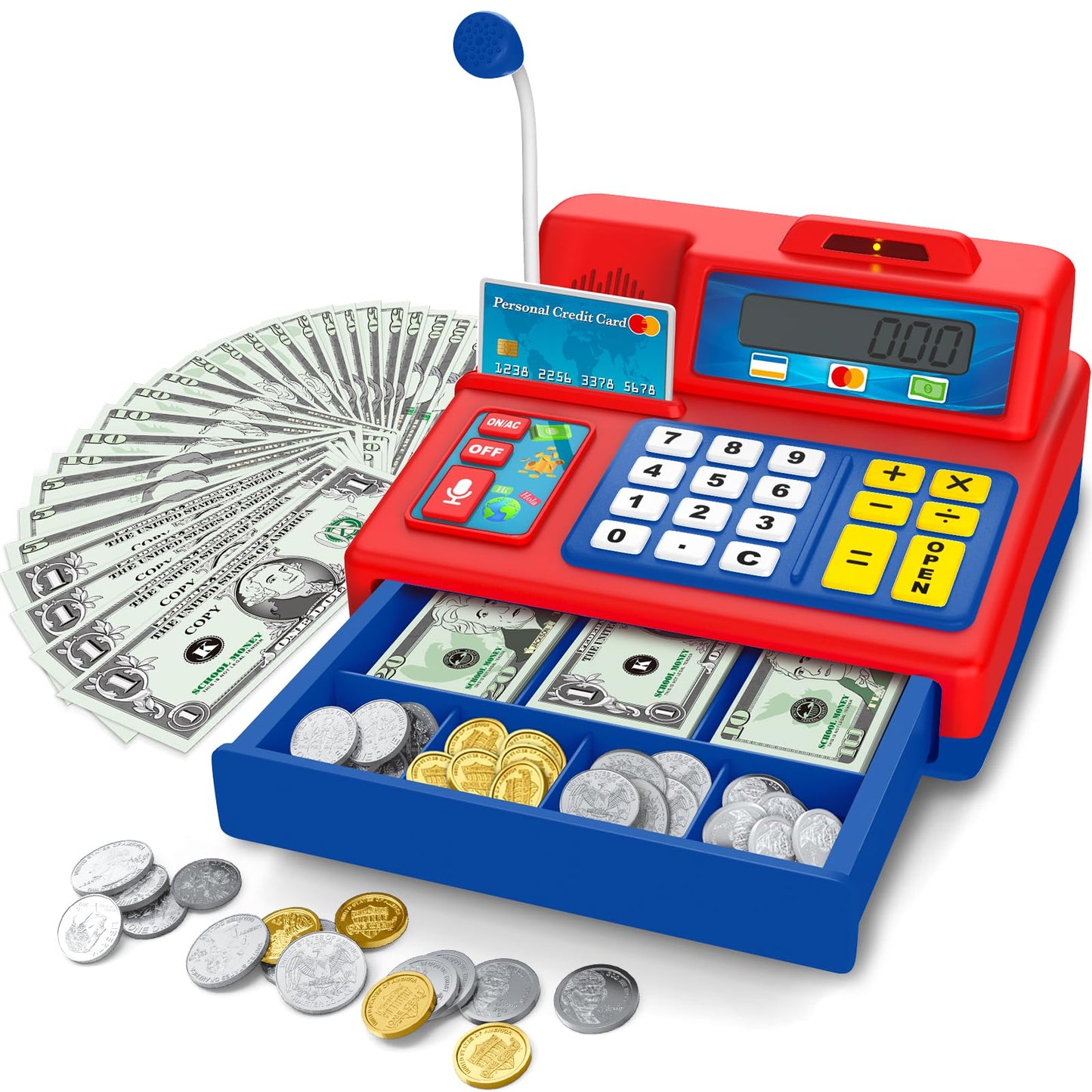 BAODLON Calculator Cash Register – 103-Pcs Toy Set for Kids’ Early Math & Role-Play