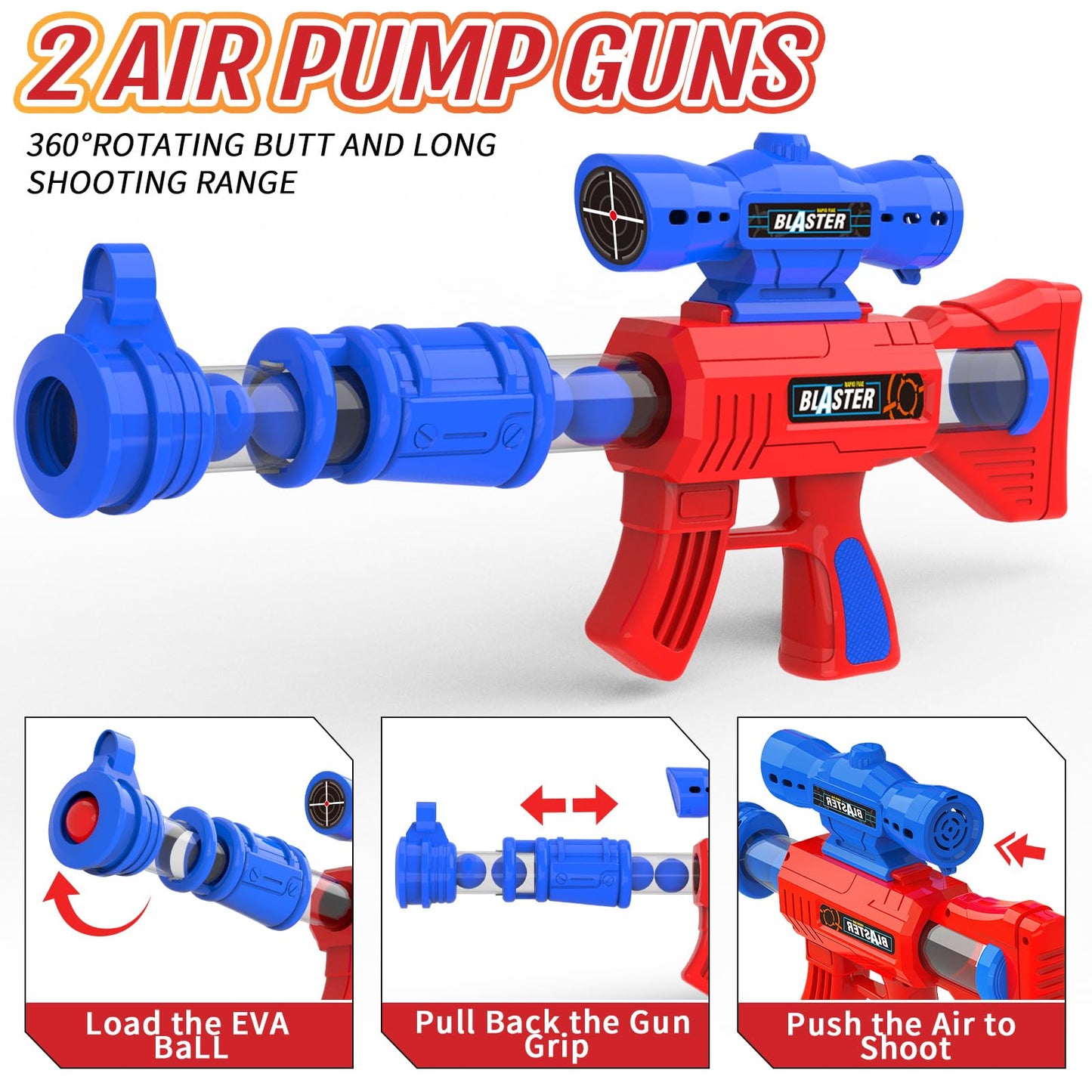 BAODLON Dinosaur Shooting Toys – Movable Target, 2 Guns, Light & Sound