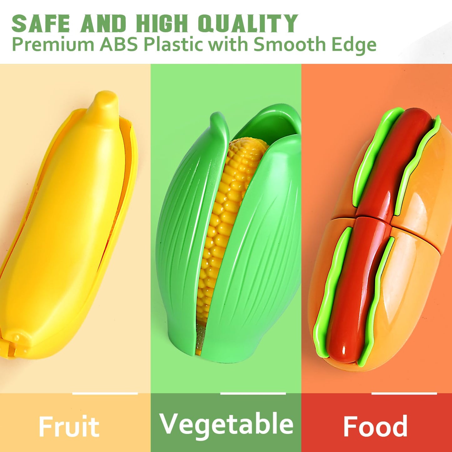 BAODLON 100 Pcs Play Food Set for Kids — Pretend Kitchen with Baskets, Plates, and Cutting Tools