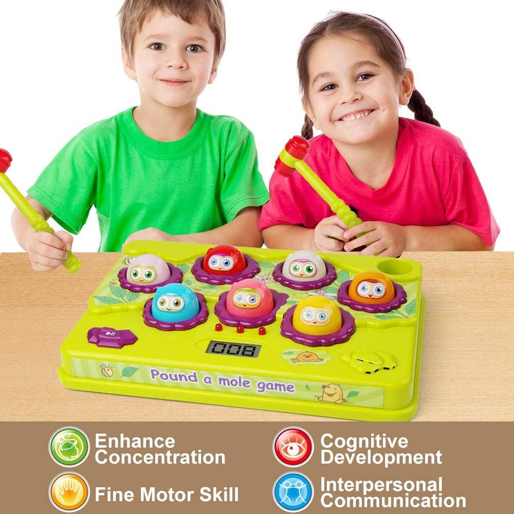 BAODLON Interactive Pound-a-Mole Game | Light-Up Musical Toy for 3–6 Year Olds