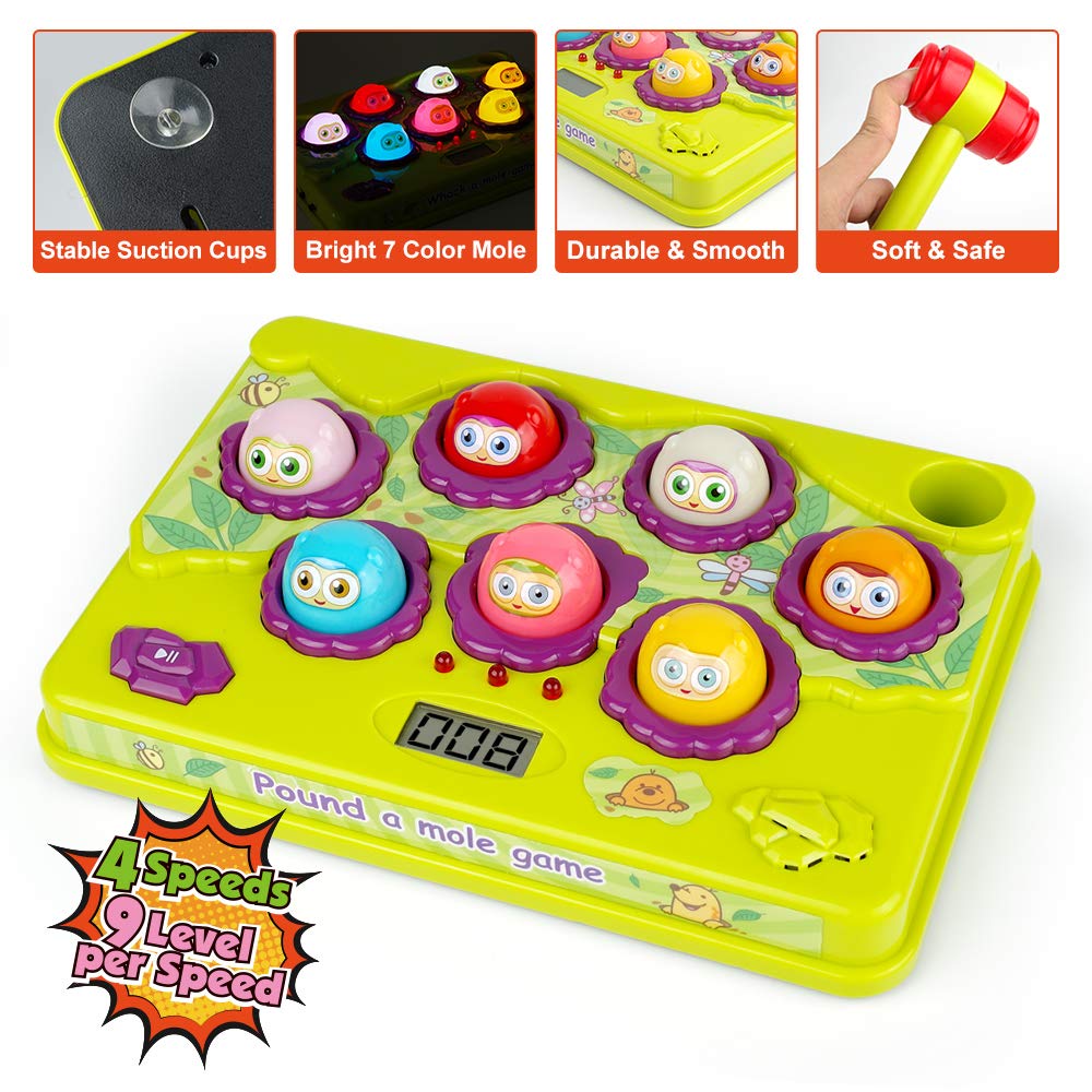 BAODLON Interactive Pound-a-Mole Game | Light-Up Musical Toy for 3–6 Year Olds