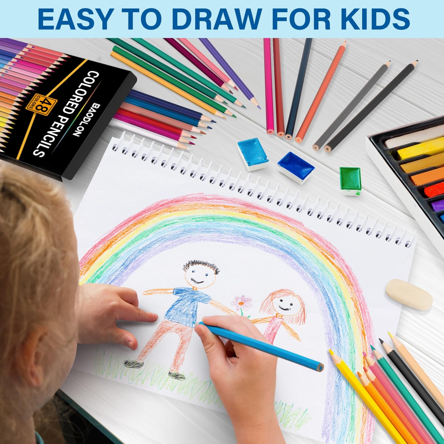 BAODLON 48-Count Colored Pencils Bulk Set – Pre-Sharpened for Kids & Adults