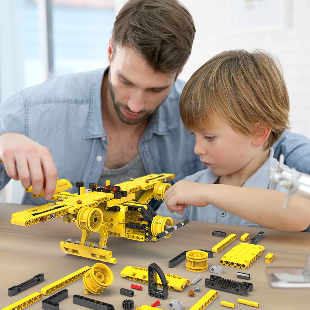 BAODLON STEM Building Toy for Ages 5-12 - 2-in-1 Dump Truck & Propeller Plane Kit (361+ Pieces)