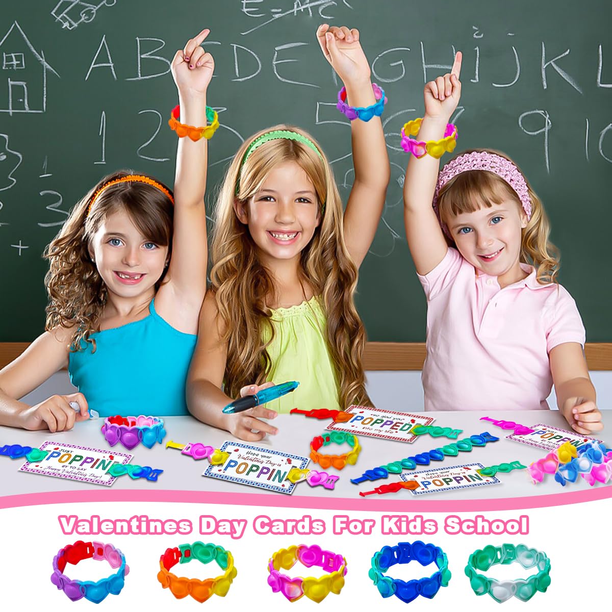 BAOXUE 30-Pack Pop It Valentines Cards for Kids Classroom — Fidget Valentines Gifts for School