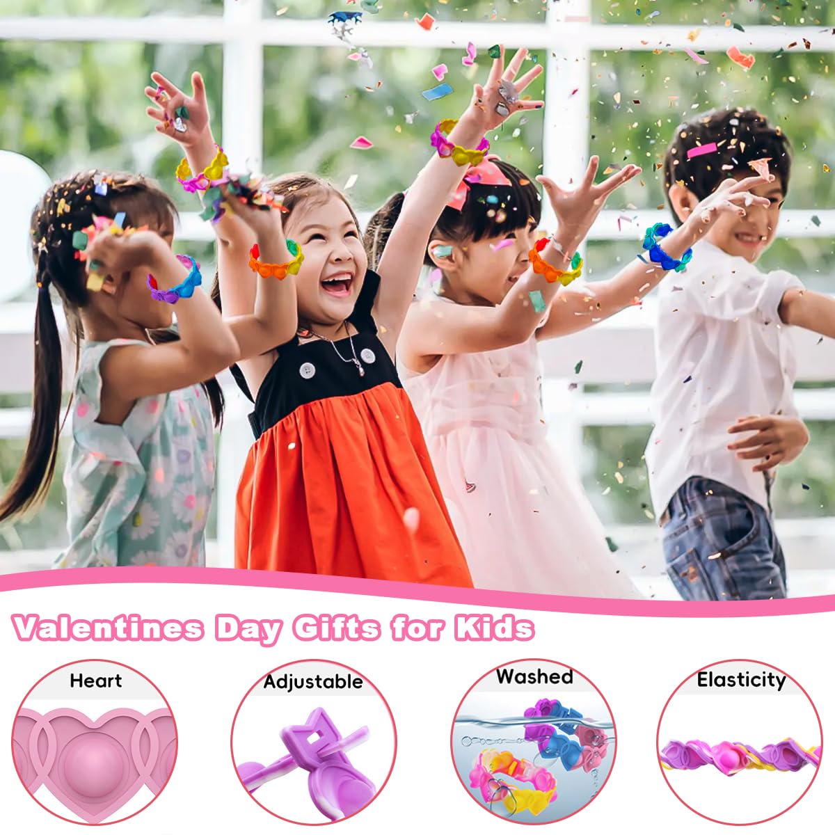 BAOXUE 30-Pack Pop It Valentines Cards for Kids Classroom — Fidget Valentines Gifts for School
